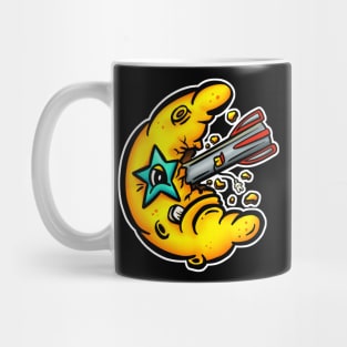 Space Crash Moon Lowbrow Cartoon Sticker Mug